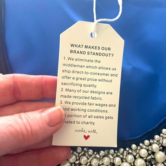 Just Fashion Now Blue Beaded Blouse – NWT, Size XL - Picture 5 of 9